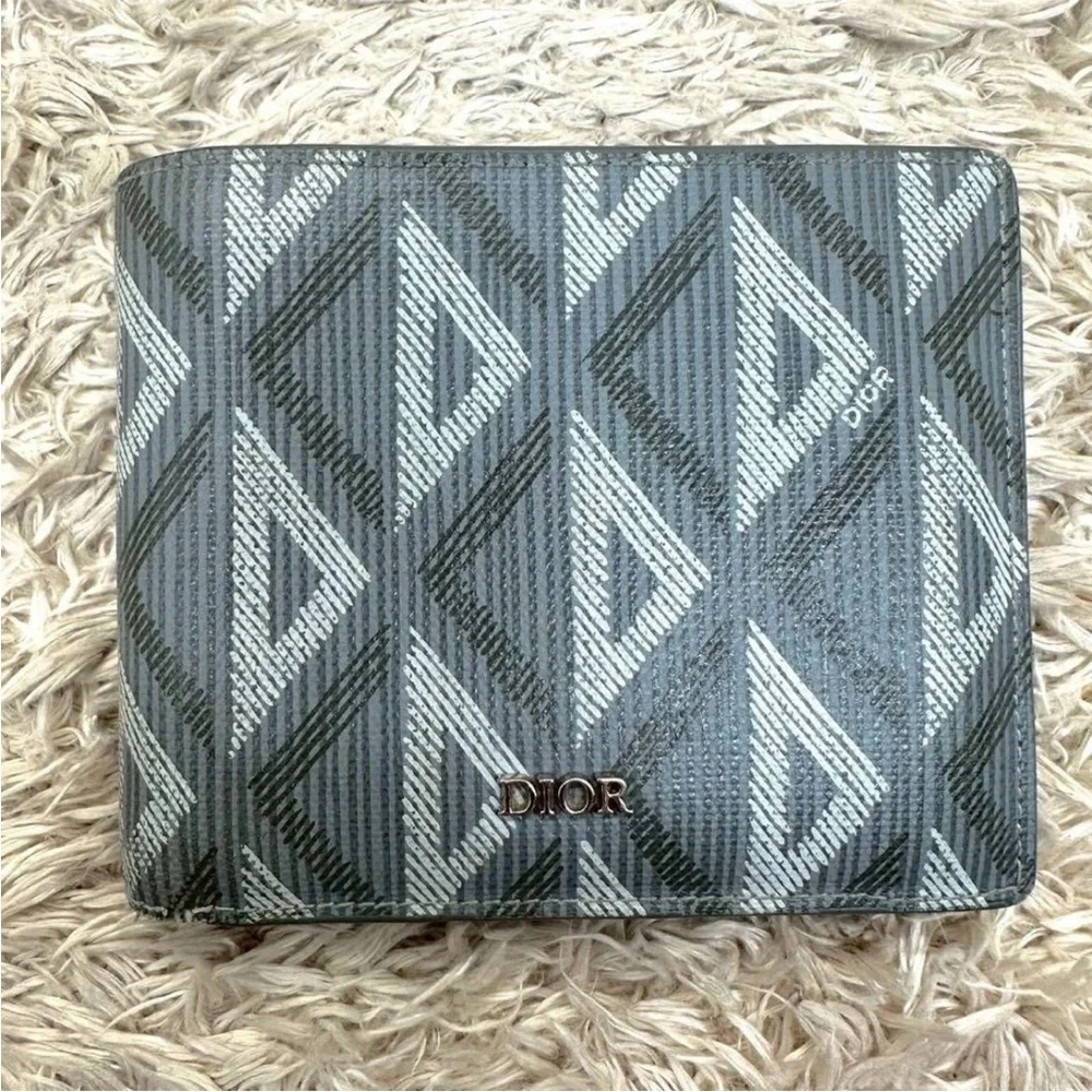 Dior Metallic Gray Patterned Wallet
